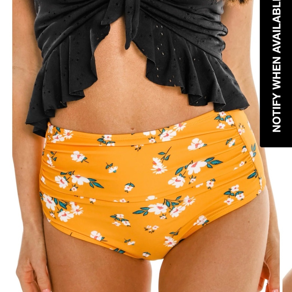 New coral reef barefoot bottom mango Floral High-Waist Swim‎ Bottoms Large